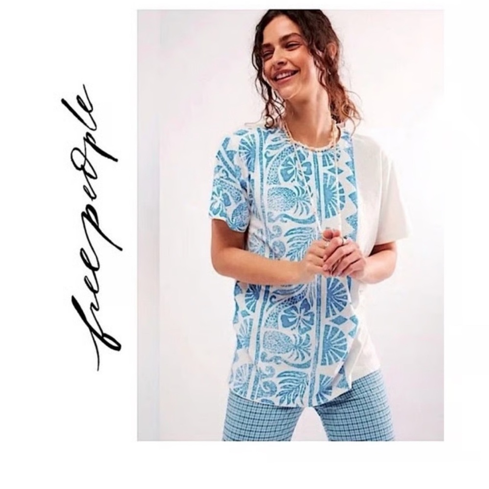 NWT Free People X Ragabond Studio collab Hawaii print shirt size medium - Picture 1 of 7